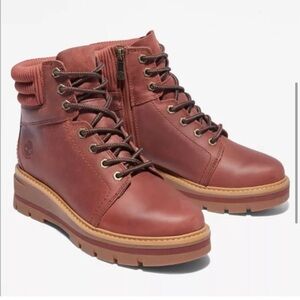 Timberland Women's Red Leather Ankle Boots